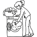 Mettre des habits au lave-linge